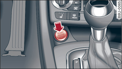 Centre console: START ENGINE STOP button